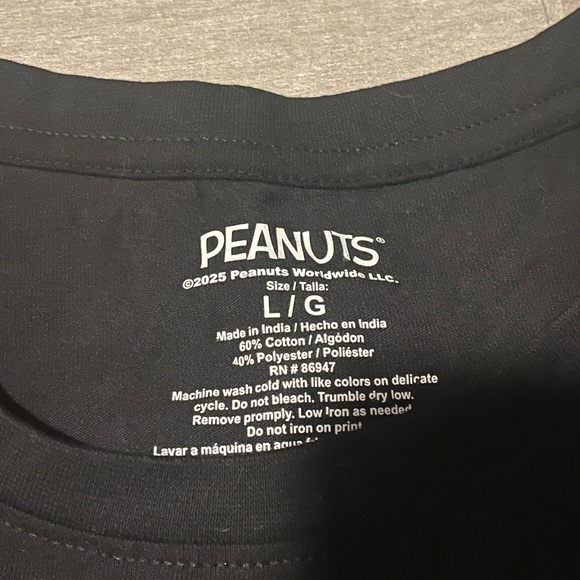 Peanuts Black and Pink Long Sleeve Tee with Snoopy Graphic - Picture 2 of 2